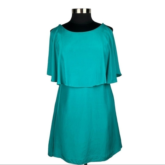 ANNIE GRIFFIN REBECCA SILK SEA GLASS CAPE EFFECT MINI DRESS - Picture 2 of 15